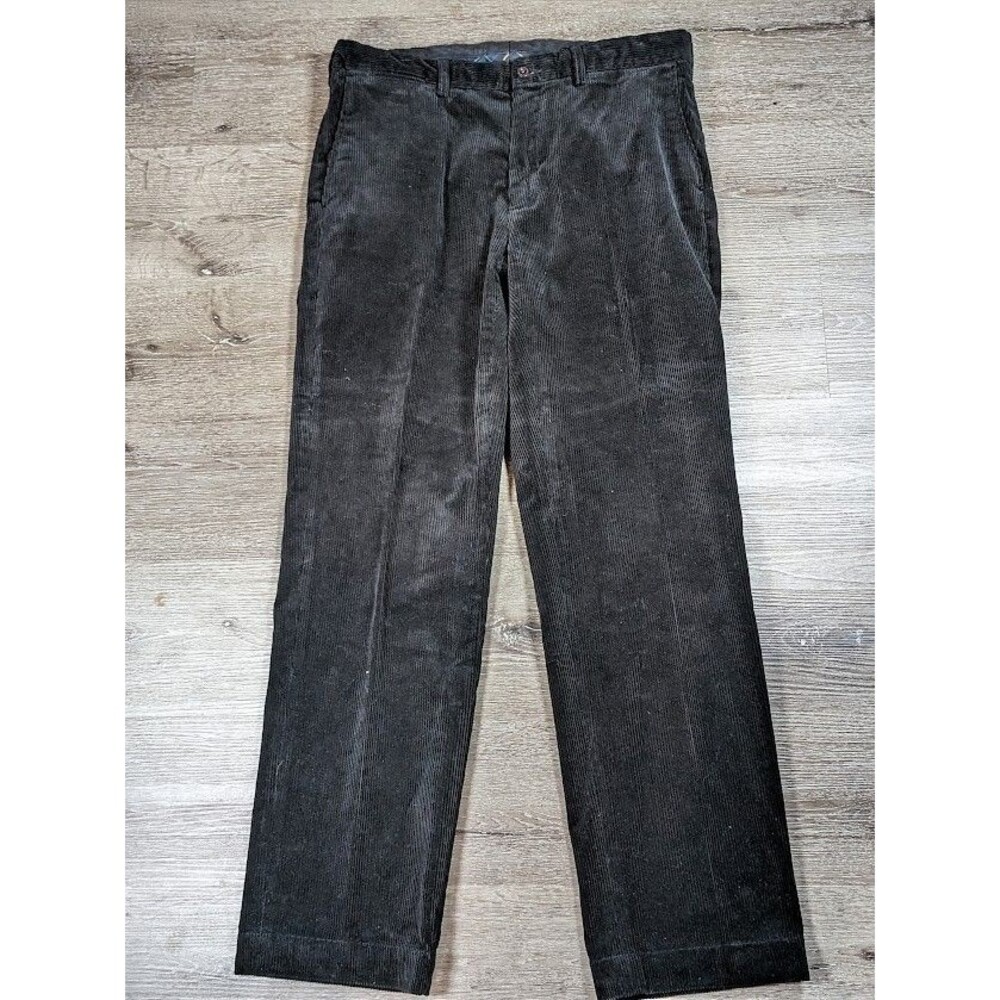 Polo Ralph Lauren Preston Corduroy Pants Mens 36x34 Black Pleated Classic